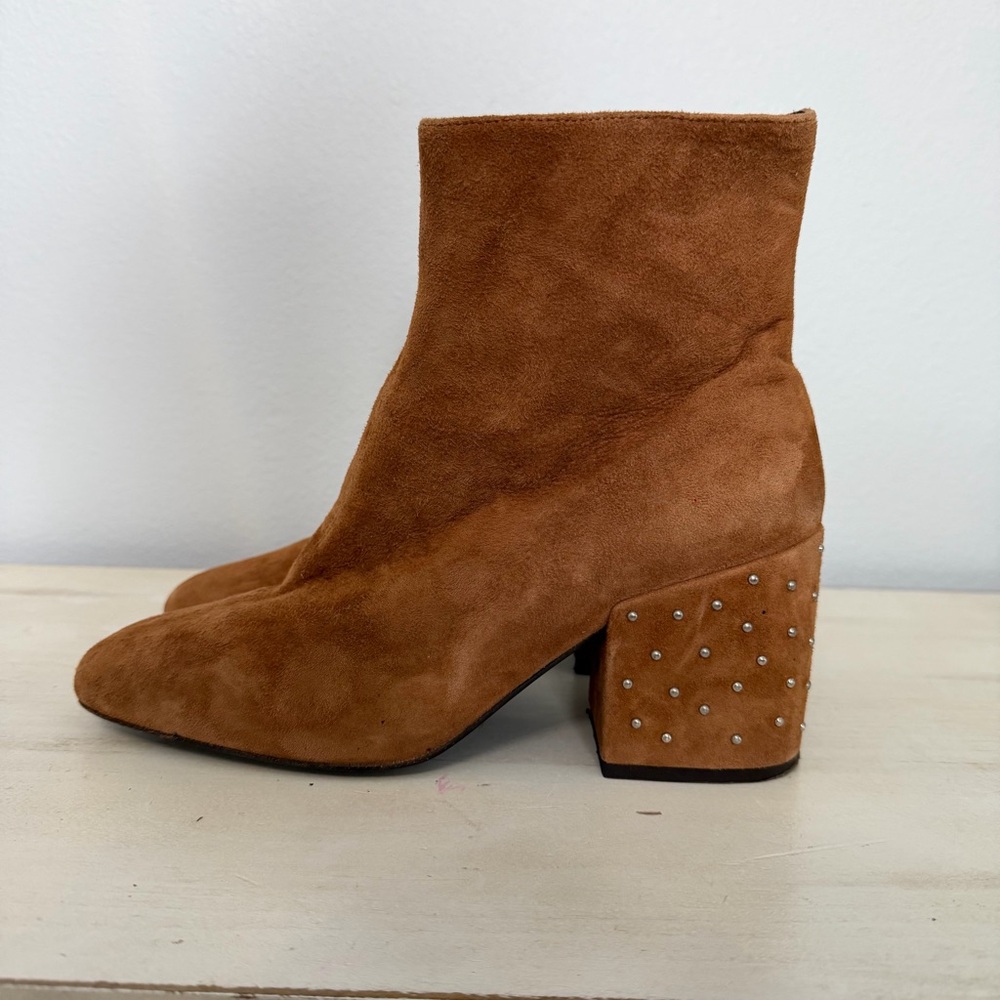 The Kooples Brown Suede Studded Heel Ankle Boots